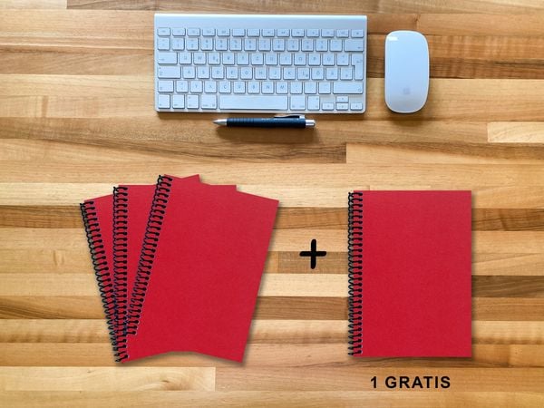 Produktbild: A 5 Notizbuch - Set, 3+1 gratis, Luxury 80 Seiten ROT JUPITER GLITTER-OPTIK, to do