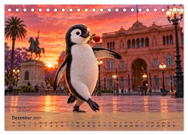 Produktbild: Pinguins gro&szlig;e Weltreise (Tischkalender 2027 DIN A5 quer), CALVENDO Monatskalender