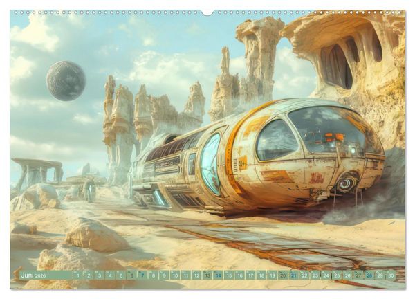 Produktbild: Fantasievolle Zukunftswelten - Science Fiction (Wandkalender 2026 DIN A2 quer), CALVENDO Monatskalender