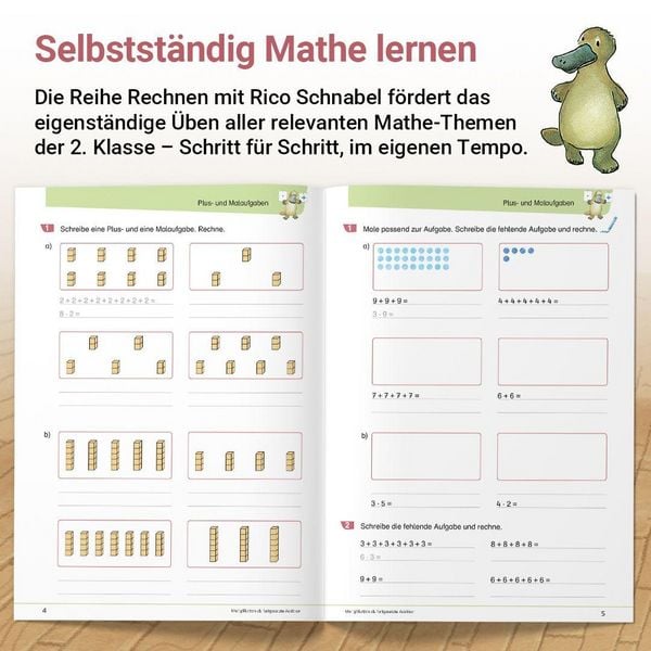 Produktbild: Rechnen mit Rico Schnabel Klasse 2, Heft 2 &ndash; Selbstst&auml;ndig das Multiplizieren und Dividieren trainieren