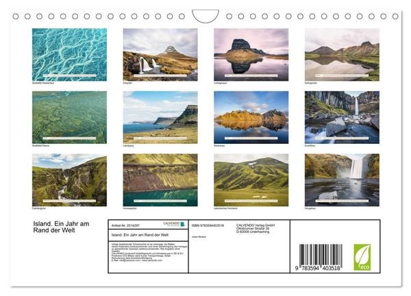 Produktbild: Island. Ein Jahr am Rand der Welt (Wandkalender 2027 DIN A4 quer), CALVENDO Monatskalender