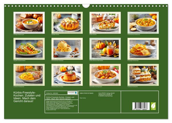 Produktbild: K&uuml;rbis-Freestyle-Kochen. Zutaten und Ideen. Mach dein Gericht daraus! (Wandkalender 2026 DIN A3 quer), CALVENDO Monatskalender