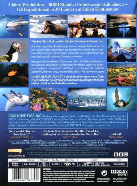 Produktbild: UNSER BLAUER PLANET II - Die komplette ungeschnittene Serie zur ARD-Reihe "Der blaue Planet" [3 DVDs]