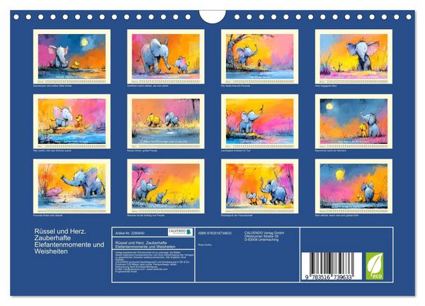 Produktbild: R&uuml;ssel und Herz. Zauberhafte Elefantenmomente und Weisheiten (Wandkalender 2026 DIN A4 quer), CALVENDO Monatskalender