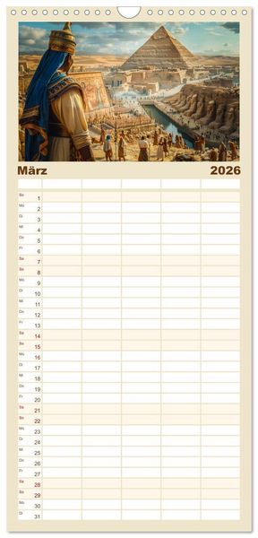 Produktbild: Familienplaner 2026 - Im Schatten der Pyramidern mit 5 Spalten (Wandkalender, 21 x 45 cm) CALVENDO