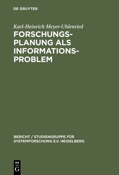 Produktbild: Forschungsplanung als Informationsproblem