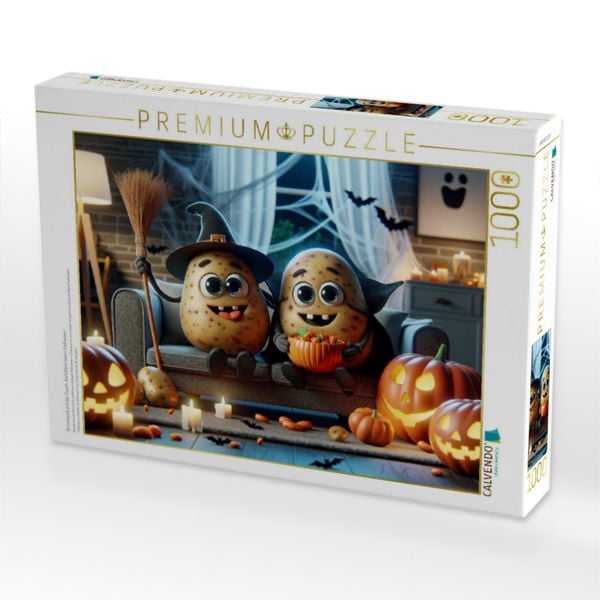 Produktbild: CALVENDO Puzzle Gruselspa&szlig; auf der Couch: Kartoffeln feiern Halloween | 1000 Teile Lege-Gr&ouml;&szlig;e 64x48cm Foto-Puzzle f&uuml;r gl&uuml;ckliche Stunden