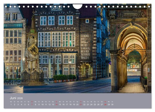 Produktbild: Nachts in Bremen (Wandkalender 2026 DIN A4 quer), CALVENDO Monatskalender