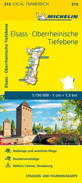 Produktbild: Michelin Localkarte Elsass Oberrheinische Tiefebene 1 : 150 000 (315)