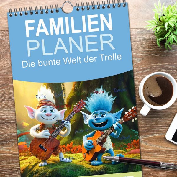 Produktbild: Familienplaner 2026 - Die bunte Welt der Trolle mit 5 Spalten (Wandkalender, 21 x 45 cm) CALVENDO