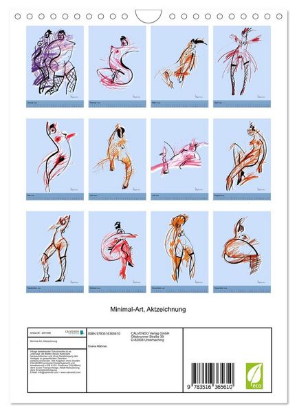 Produktbild: Minimal-Art, Aktzeichnung (Wandkalender 2026 DIN A4 hoch), CALVENDO Monatskalender