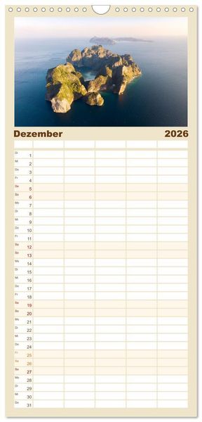 Produktbild: Familienplaner 2026 - Trauminseln - Matteo Colombo mit 5 Spalten (Wandkalender, 21 x 45 cm) CALVENDO