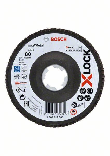 Bosch Accessories 2608619203 Fächerschleifscheibe Bohrungs-Ø 22.23mm 1St.