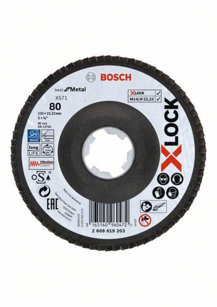Bosch Accessories 2608619203 Fächerschleifscheibe Durchmesser 125mm Körnung (num)=80 1St.