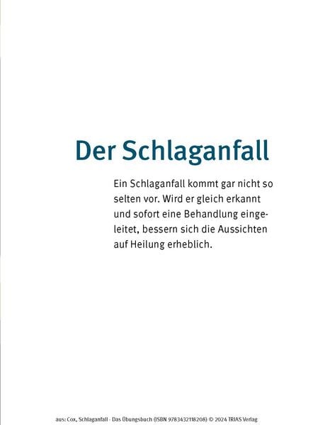 Produktbild: Schlaganfall - Das &Uuml;bungsbuch