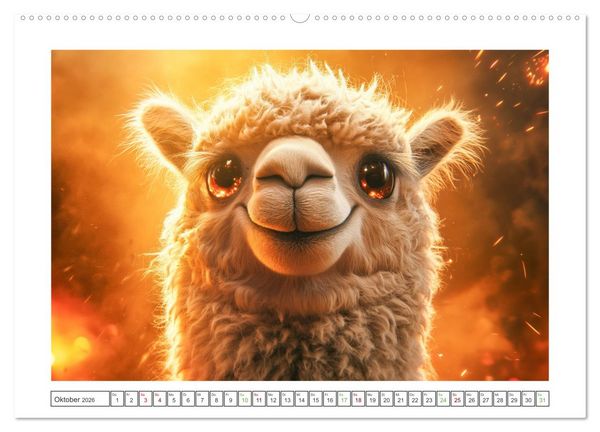 Produktbild: Die Welt der Alpakas (hochwertiger Premium Wandkalender 2026 DIN A2 quer), Kunstdruck in Hochglanz