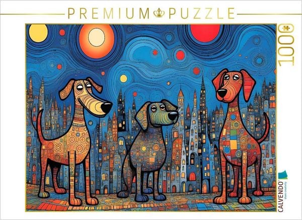 Produktbild: CALVENDO Puzzle Bunte Hunde - bunt und wild ist ganz normal | 1000 Teile Lege-Gr&ouml;&szlig;e 64x48cm Foto-Puzzle f&uuml;r gl&uuml;ckliche Stunden