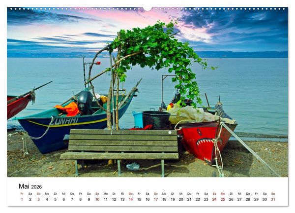 Produktbild: Farbenfrohe Boote in kristallklarem Wasser (Wandkalender 2026 DIN A2 quer), CALVENDO Monatskalender