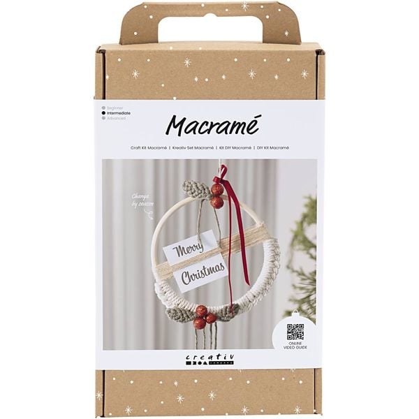 Produktbild: Creativ Company Kreativ Set Macram&eacute;, Makramee Adventskranz, Moosgr&uuml;n, Weihnachtsrot, Naturwei&szlig;