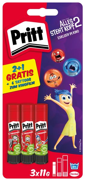 Pritt Kleben Pritt Klebestift Alles steht Kopf 2, 3x11g Klebestiften u. 6 Alles steht Kopf 2 Tattoos