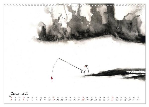 Produktbild: Asiatische Tuschmalerei (Wandkalender 2026 DIN A3 quer), CALVENDO Monatskalender