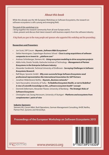 Produktbild: Proceedings of the European Workshop on Software Ecosystems 2015