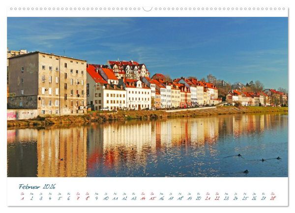 Produktbild: G&ouml;rlitz /Zgorzelec &ndash; &Uuml;ber die Nei&szlig;e nach Polen und zur&uuml;ck (hochwertiger Premium Wandkalender 2026 DIN A2 quer), Kunstdruck in Hochglanz