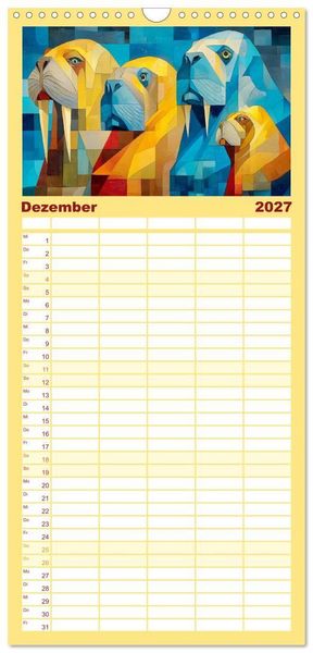 Produktbild: Familienplaner 2027 - Nordlicht in Facetten. Die Arktis in geometrischer Bildsprache mit 5 Spalten (Wandkalender, 21 x 45 cm) CALVENDO