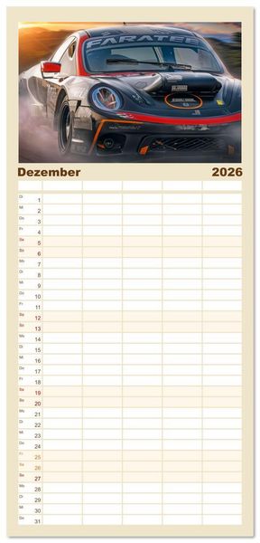 Produktbild: Familienplaner 2026 - Fantasievolle Rennautos - Im Rausch der Geschwindigkeit mit 5 Spalten (Wandkalender, 21 x 45 cm) CALVENDO