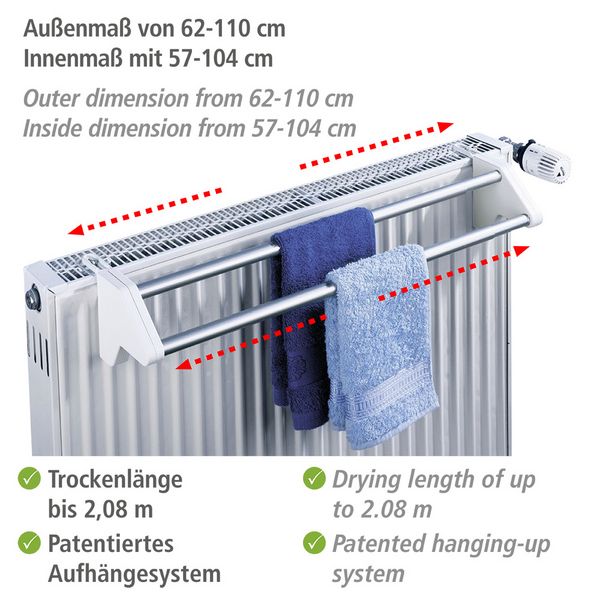 Produktbild: Heizk&ouml;rper-W&auml;schetrockner Mod. Twin, ausziehbar, ausziehbar