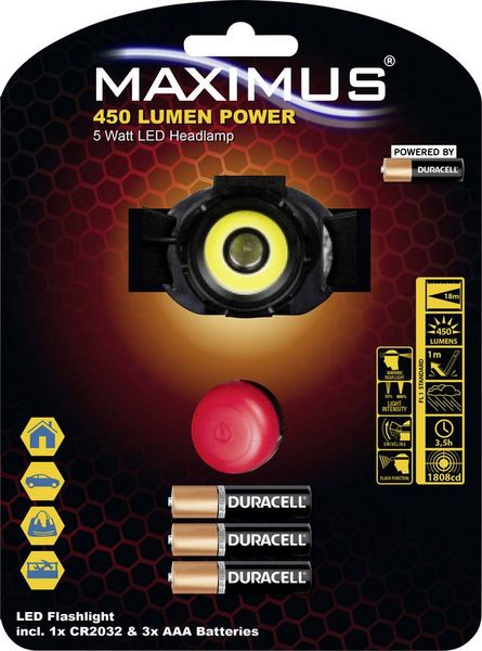 Produktbild: Maximus M-HDL-004-DU LED Stirnlampe 450lm 4h M-HDL-004-DU