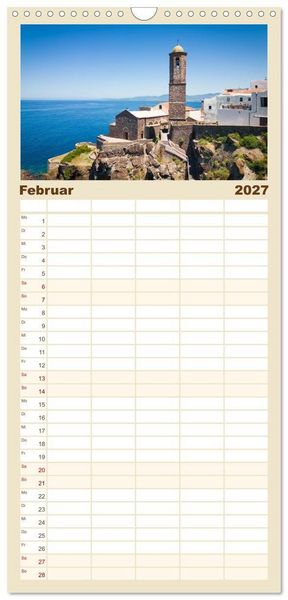 Produktbild: Familienplaner 2027 - Sardinien. Sch&ouml;ne Landschaften und bunte St&auml;dte. mit 5 Spalten (Wandkalender, 21 x 45 cm) CALVENDO