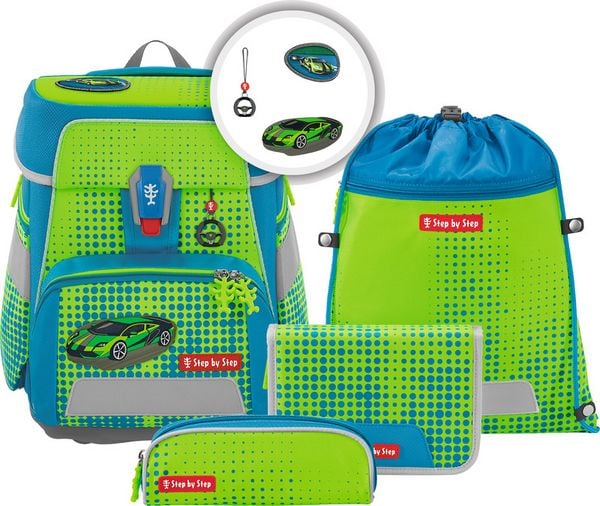 Produktbild: STEP BY STEP&reg; Schulrucksack-Set Space Neon 5teilig Special Edition, Race Car Chuck