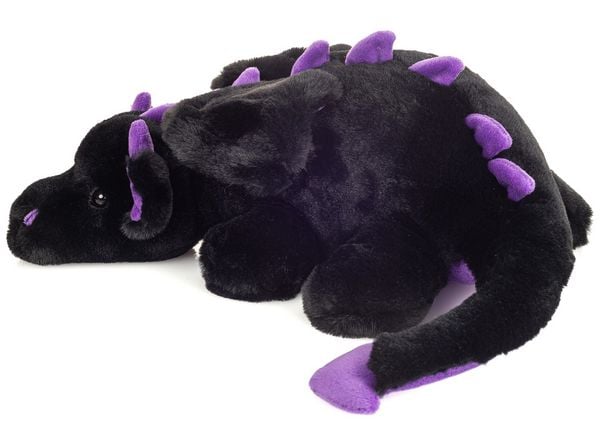 Produktbild: Teddy Hermann 94005 - Drache Logan liegend, schwarz-lila, Pl&uuml;sch, 32 cm