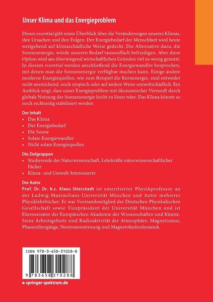 Produktbild: Unser Klima und das Energieproblem