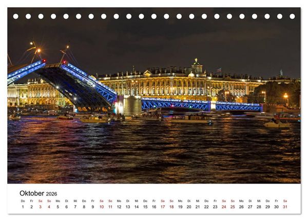 Produktbild: St. Petersburg bei Nacht (Tischkalender 2026 DIN A5 quer), CALVENDO Monatskalender