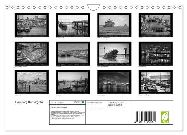 Produktbild: Hamburg Kuntergrau (Wandkalender 2026 DIN A4 quer), CALVENDO Monatskalender