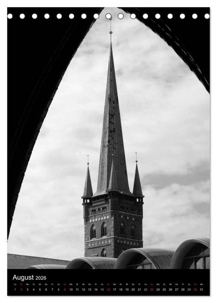 Produktbild: L&uuml;beck schwarz-wei&szlig; (Tischkalender 2026 DIN A5 hoch), CALVENDO Monatskalender