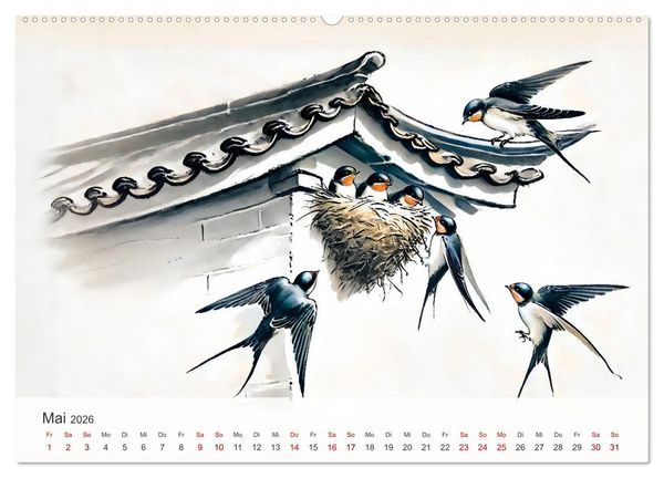 Produktbild: Das Leben der Schwalben - Getragen von Wind und Freiheit (Wandkalender 2026 DIN A2 quer), CALVENDO Monatskalender
