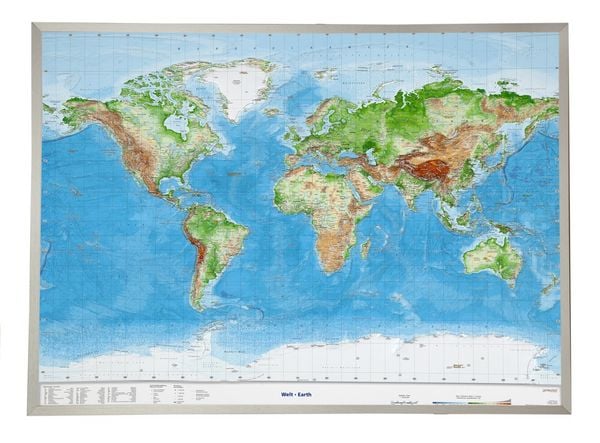 Produktbild: Welt Gross 1 : 53.000.000 mit Aluminiumrahmen