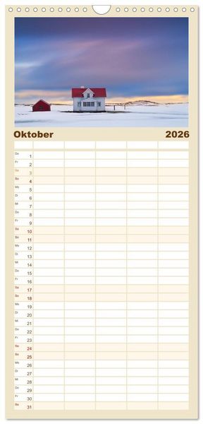 Produktbild: Familienplaner 2026 - Norwegen mit 5 Spalten (Wandkalender, 21 x 45 cm) CALVENDO
