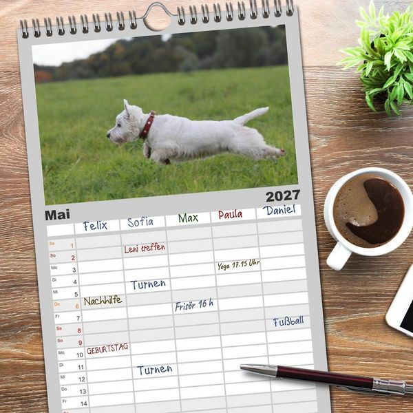 Produktbild: Familienplaner 2027 - West Highland White Terrier - Selbstbewustes Powerpaket - der Westie mit 5 Spalten (Wandkalender, 21 x 45 cm) CALVENDO