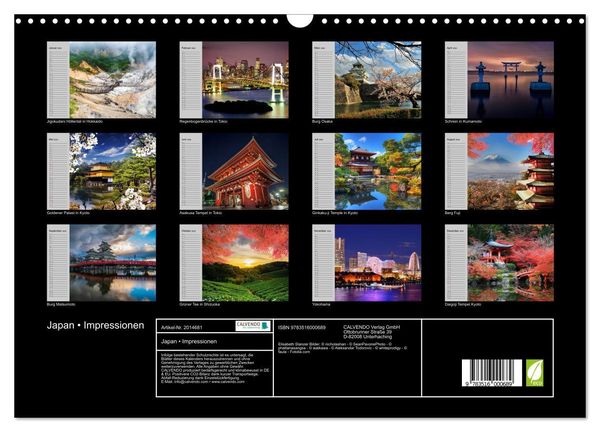 Produktbild: Japan &bull; Impressionen (Wandkalender 2026 DIN A3 quer), CALVENDO Monatskalender