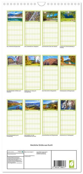 Produktbild: Familienplaner 2026 - Herzliche Gr&uuml;&szlig;e aus Kuchl mit 5 Spalten (Wandkalender, 21 x 45 cm) CALVENDO