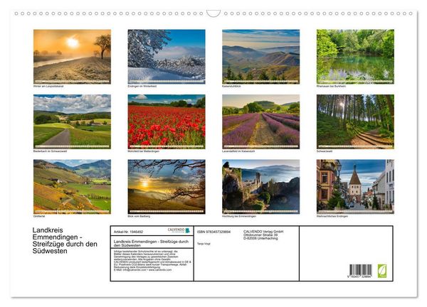 Produktbild: Landkreis Emmendingen - Streifz&uuml;ge durch den S&uuml;dwesten (Wandkalender 2026 DIN A2 quer), CALVENDO Monatskalender