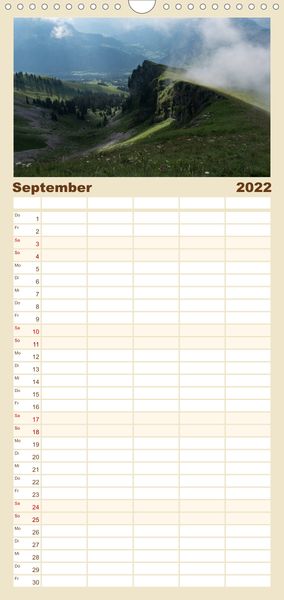 Produktbild: Familienplaner Goldene Stunde - Landschaftsbilder der Schweiz (Wandkalender 2022 , 21 cm x 45 cm, hoch)