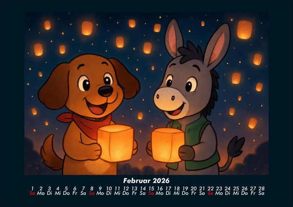 Produktbild: Wuff & Huf - Festliche Freundschaft 2026 Fotokalender DIN A4