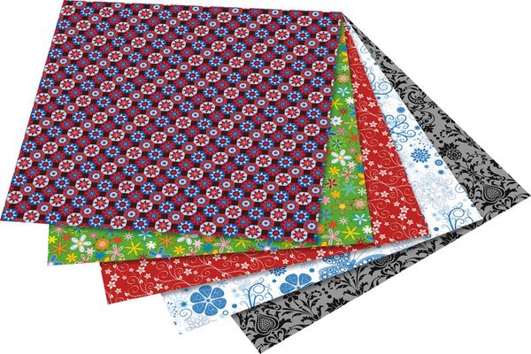 Produktbild: Folia  Faltbl&auml;tter ORNAMENTAL 80g/m&sup2;, 15x15cm, 50 Blatt, 5 Motive sortiert