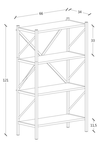 Produktbild: Holz Metall Stand Regal B&uuml;ro B&uuml;cher Insasi 4fach