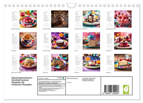 Produktbild: Naschkatzentr&auml;ume - S&uuml;ndhaft leckere Desserts mit einfachen Rezepten (Wandkalender 2026 DIN A4 quer), CALVENDO Monatskalender